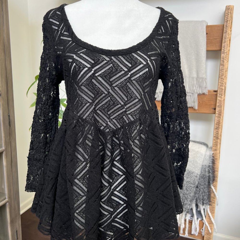 Free People brand black lace top - size S